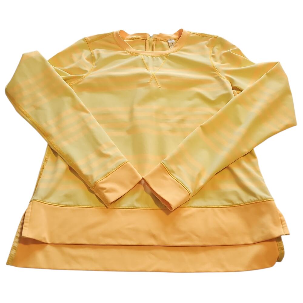 Lululemon Warm Up Crew Womens 4 Running Striped Yellow Yoga Activewear Long Slve